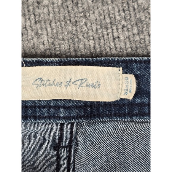 Stitches & Rivets Mens Blue Wash Slim Fit Jeans Size 32x30 Distressed Detail - Picture 8 of 8